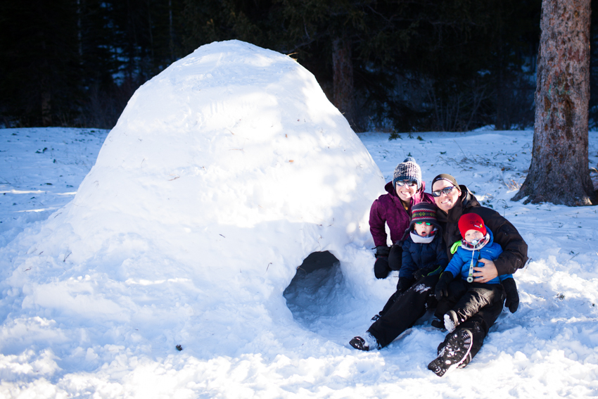 Building an Igloo at Peaceful Valley Campground